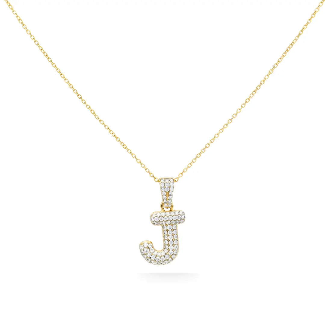 18K Gold Filled Large Pavé Cubic Zirconia Initial Letter Pendant Necklace – Oversized Iced Out Alphabet Necklace